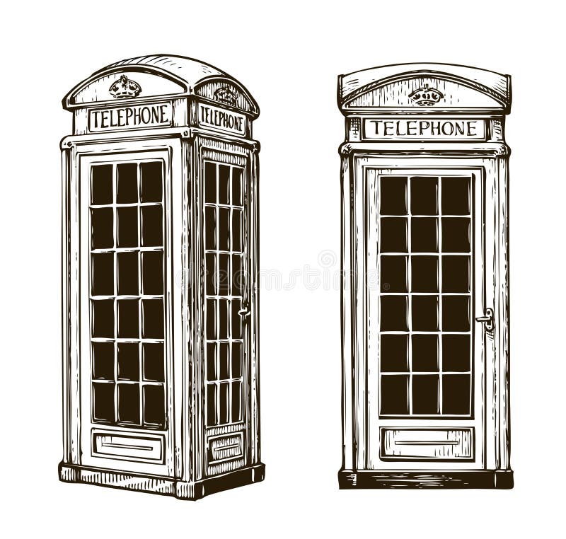 Cabine de téléphone tirée par la main de Londres Illustration de vecteur de croquis illustration libre de droits Cabine de téléphone tirée par la main de Londres Illustration de vecteur de croquis illustration libre de droits