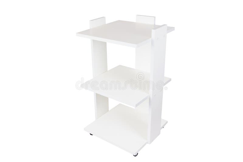 or Shelving Unit on Wheels with Shelves on a White Isolated