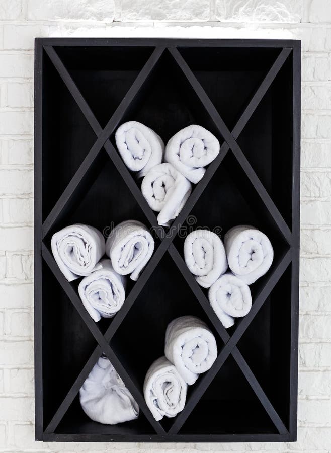 with Towels, Which are Twisted into a Roll Stock Photo Image