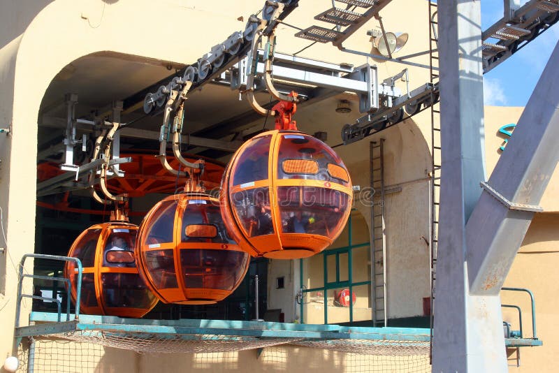 Cabins of cable car to the top of Carmel Mountain, Haifa, Israel stock images Cabins of cable car to the top of Carmel Mountain, Haifa, Israel stock images