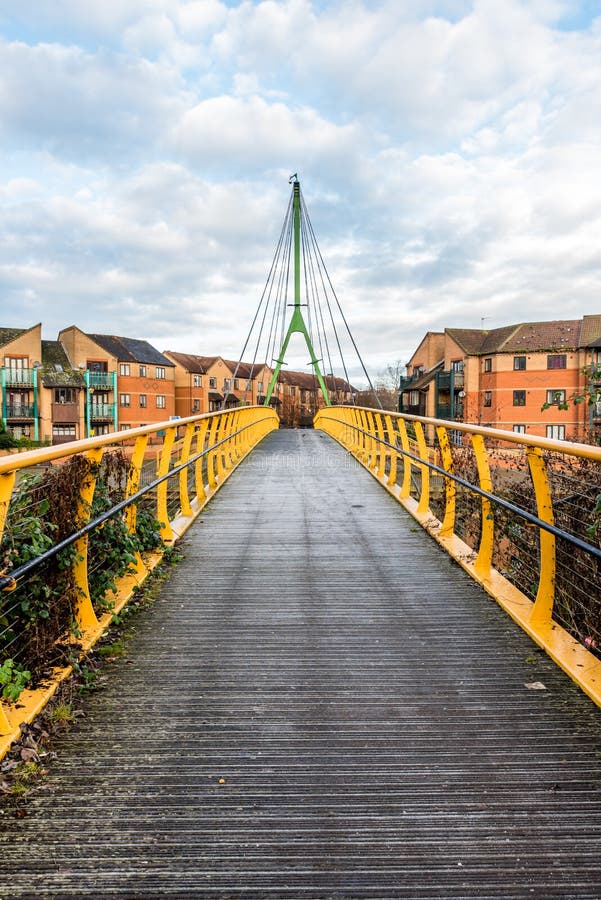 Cable bridge over Nene River in Northampton