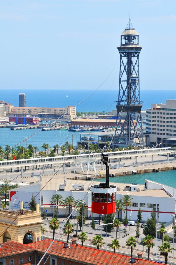Cable car in Barcelona stock image. Image of port, station 25962425