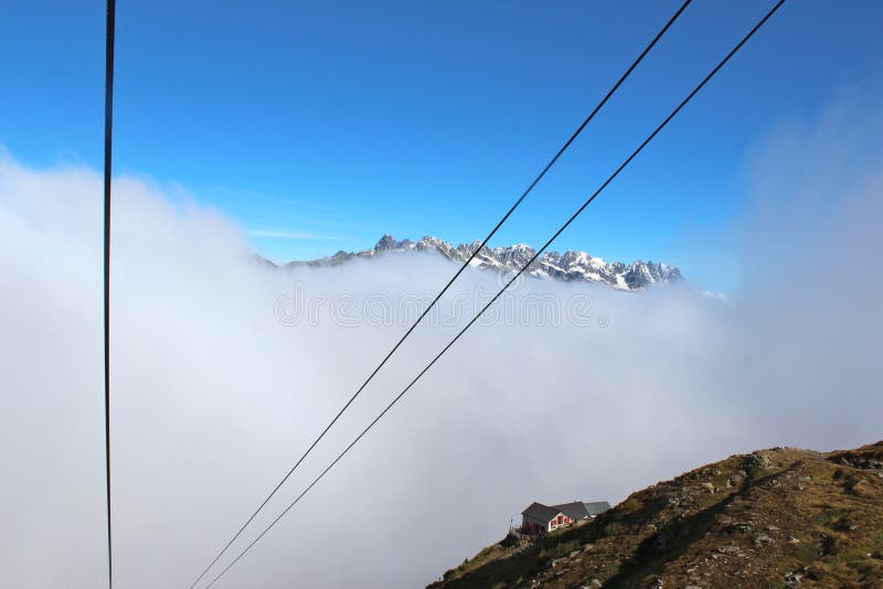 Cable Car in Chamonix Going To L Aiguille Du Midi Stock Photo Image