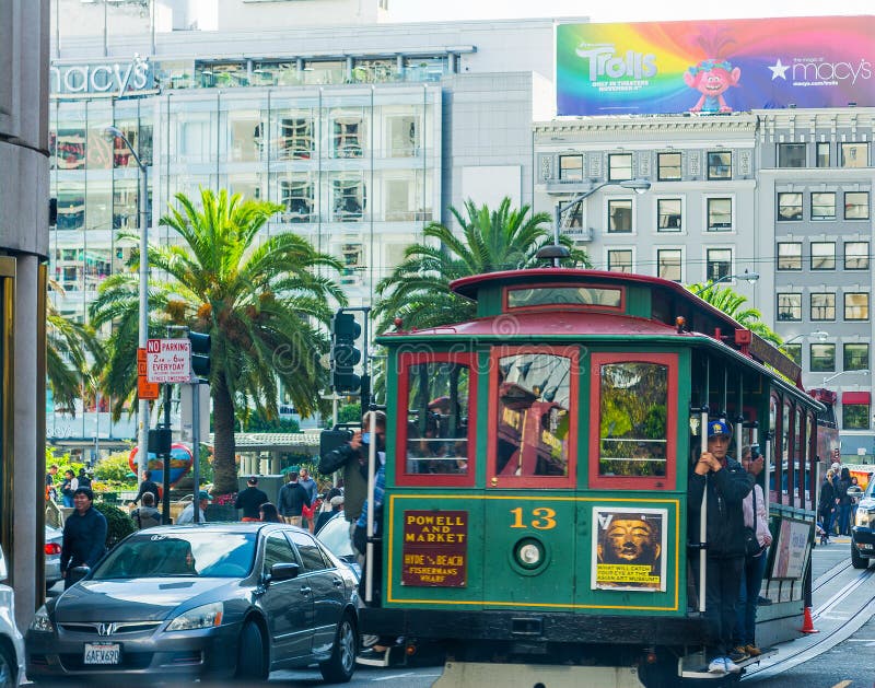 Cable Car in Downtown San Francisco Editorial Image Image of