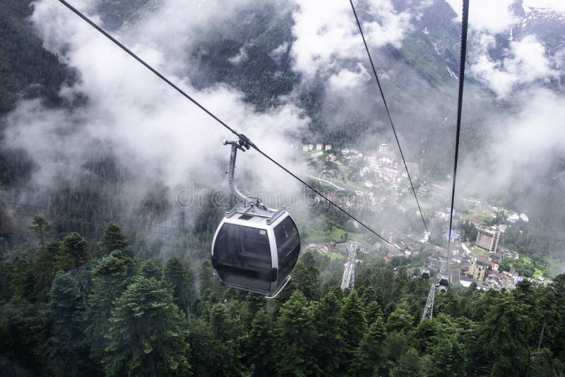 Cable Car On The Mountain Slope Cable Cars Running Up And Down Stock Photo Image of lpine