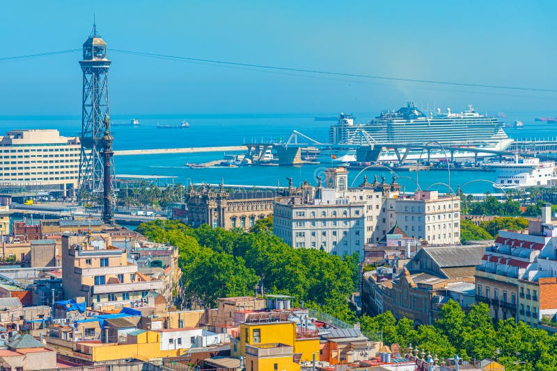 Cable Car in Port of Barcelona, Spain Editorial Stock Image Image of