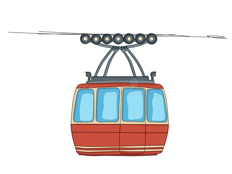 Cable-car on ropeway stock vector. Illustration of suspender - 32431616