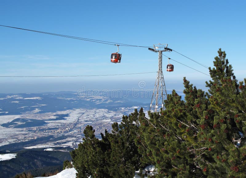 Cable car ski lift. Borovets, Bulgaria