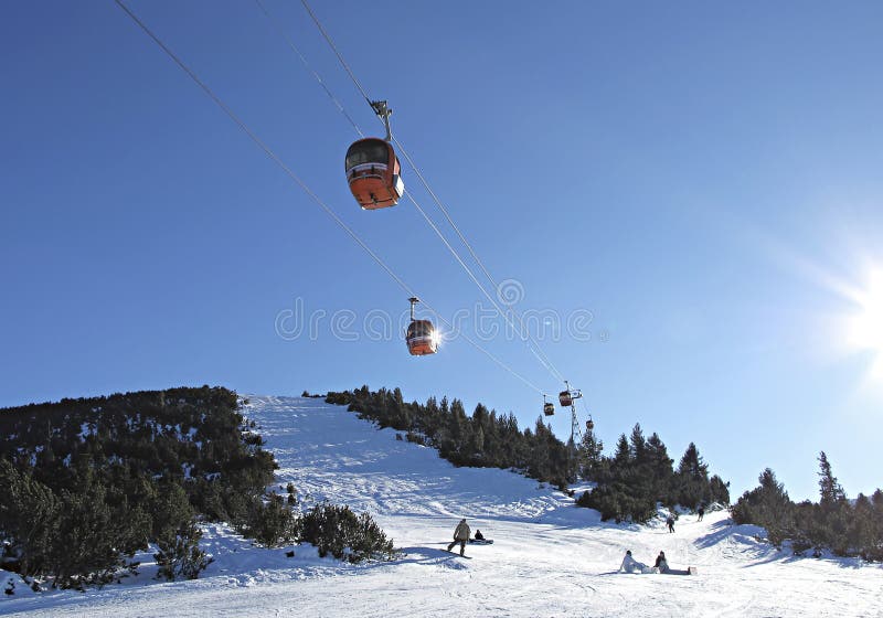 Cable car ski lift. Borovets, Bulgaria