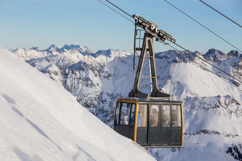 Cable Car in Snowy Mountains Stock Image Image of nature, cold 49058039