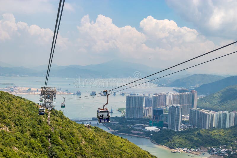 Cable Car To Go To Hong Kong Big Buddha Editorial Image - Image of hill
