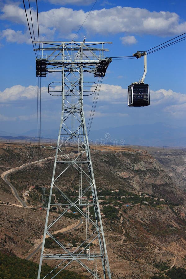 Cable car Wings of Tatev stock image. Image of scenics 46239049