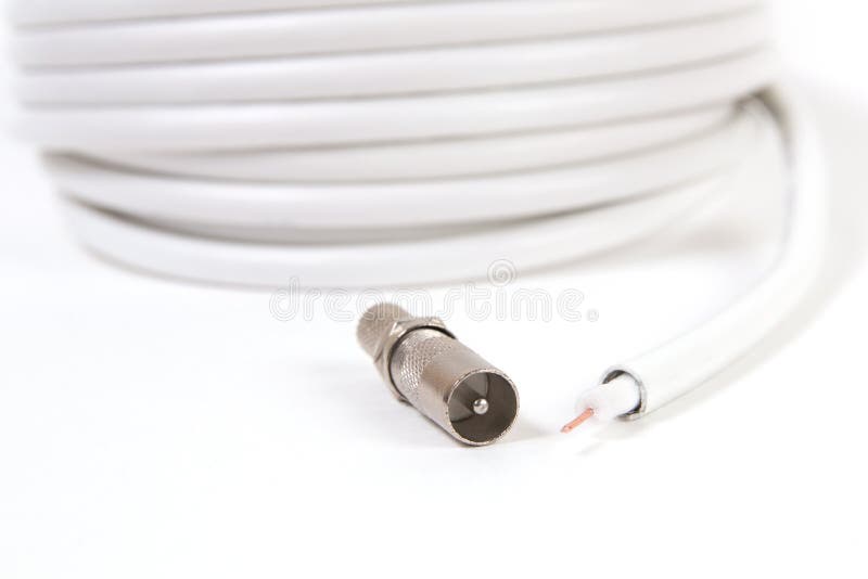 Cable Coaxial Y Conectores De La TV Imagen de archivo Imagen de
