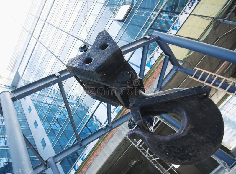 Cable crane hoist hook stock photo. Image of architecture 12966660