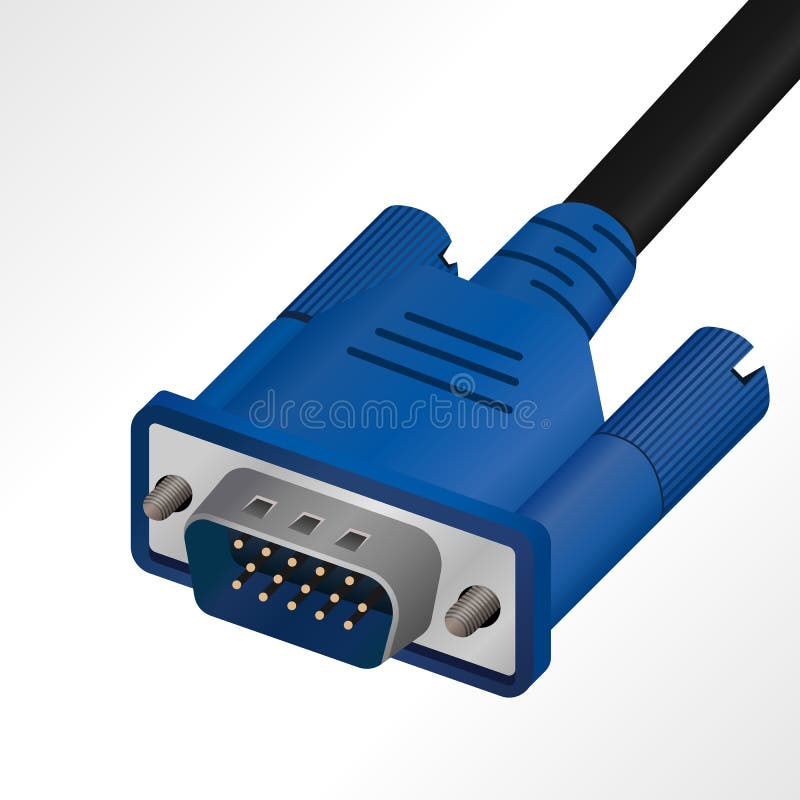 Cable gráfico realista de VGA para el ordenador, el proyector, la televisión, el etc stock de ilustración Cable gráfico realista de VGA para el ordenador, el proyector, la televisión, el etc stock de ilustración