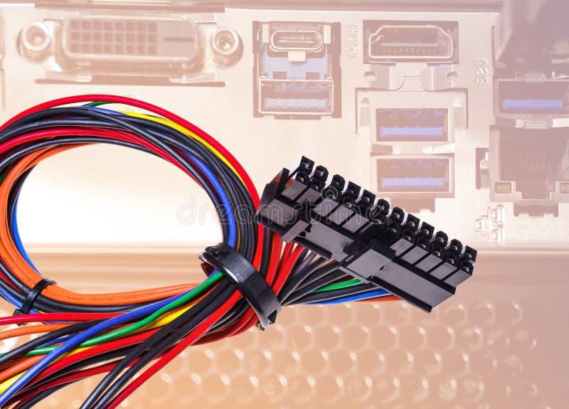 The Cable from the Power Supply Unit for PC Stock Image Image of