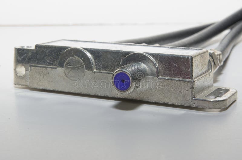 Cable splitter block for coax stock images