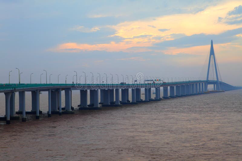 Cable-stayed bridge stock photo