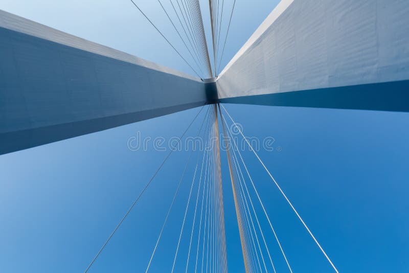 Cable-stayed bridge closeup royalty free stock photo
