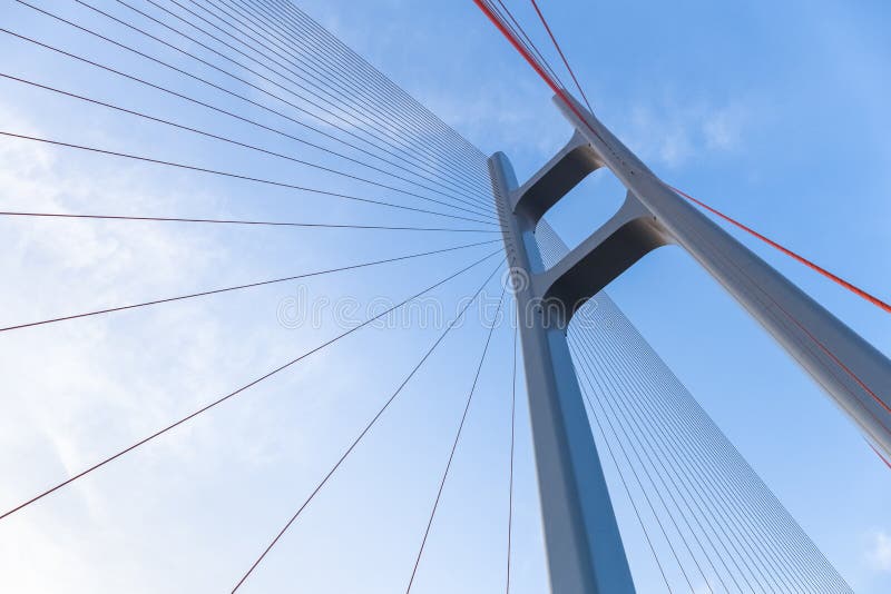 The cable stayed bridge closeup stock photo
