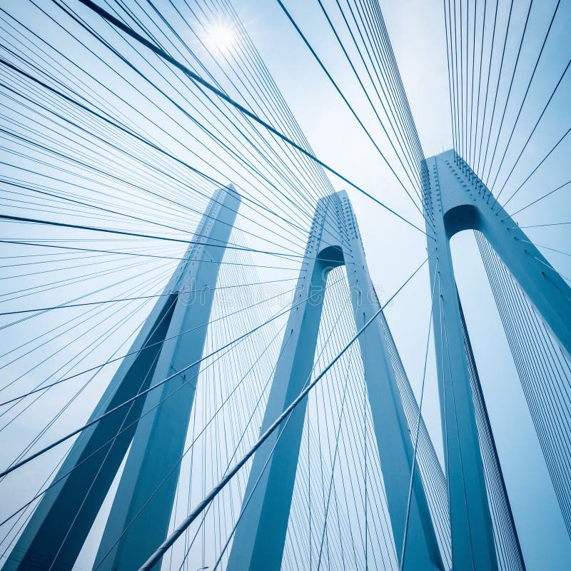 Cable-stayed bridge closeup