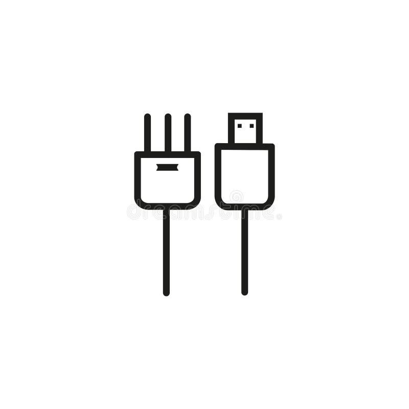 USB cable icon. Computer connector symbol royalty free illustration USB cable icon. Computer connector symbol royalty free illustration
