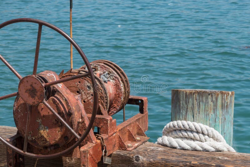 Cable Winch on a Marina Boat Dock Stock Photo Image of gear, color