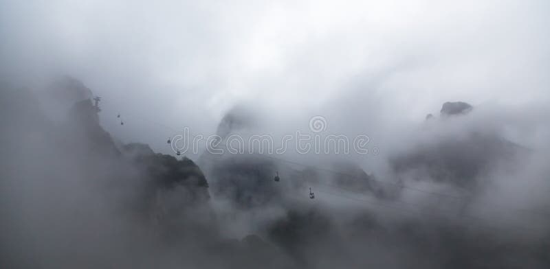 Cablecar road to the top of Tianmenshan mountain, Hunan province royalty free stock image Cablecar road to the top of Tianmenshan mountain, Hunan province royalty free stock image