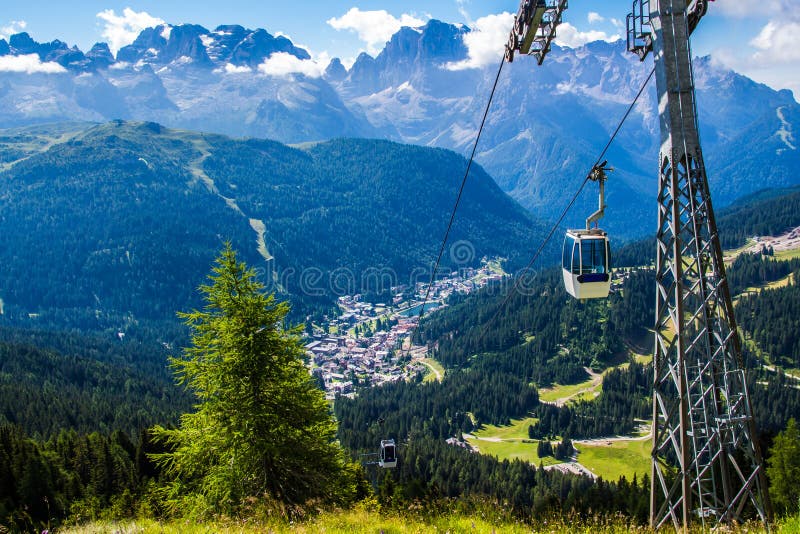 Cableway in Madonna di Campiglio, a town in Trentino , Italy