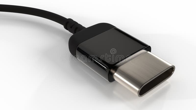 Cablu USB tip C izolat pe o imagine generată de calculator 3D alb vector illustration