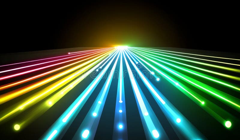 Cablurile din fibră optică strălucitoare se scurg într-un tipar cu undă abstractă și eterică royalty free stock photo