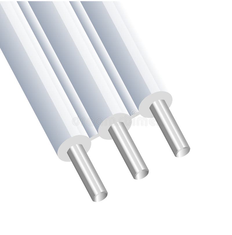 Cabo de alumínio elétrico do três-fio flexível isolado no fundo branco Cabo multicore de cobre com cor dobro ilustração do vetor Cabo de alumínio elétrico do três-fio flexível isolado no fundo branco Cabo multicore de cobre com cor dobro ilustração do vetor