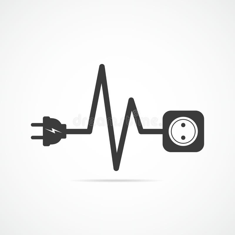 Wire plug and socket flat icon. Vector illustration. Plug, socket and cord in the form of heartbeat. Concept of connection and disconnection of the electricity. Wire plug and socket flat icon. Vector illustration. Plug, socket and cord in the form of heartbeat. Concept of connection and disconnection of the electricity.