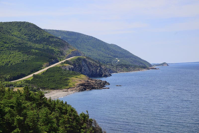 Cabot Trail In Cape Breton With Mountains And Seaside Cliffs stock photos