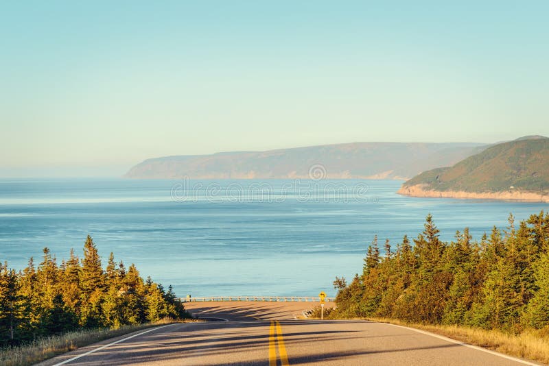 Cabot Trail Highway in fall stock photo