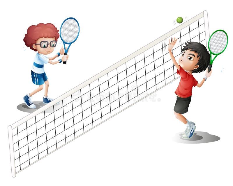 Cabritos que juegan a tenis ilustración del vector Cabritos que juegan a tenis ilustración del vector