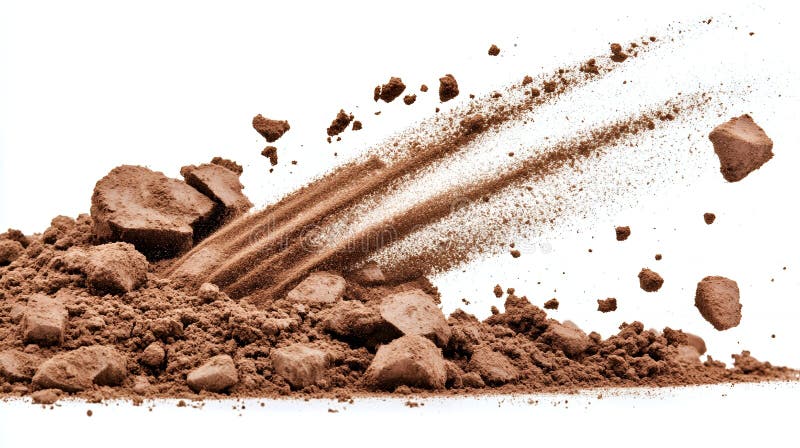 Cacaopoeder explosie in beweging royalty-vrije illustratie