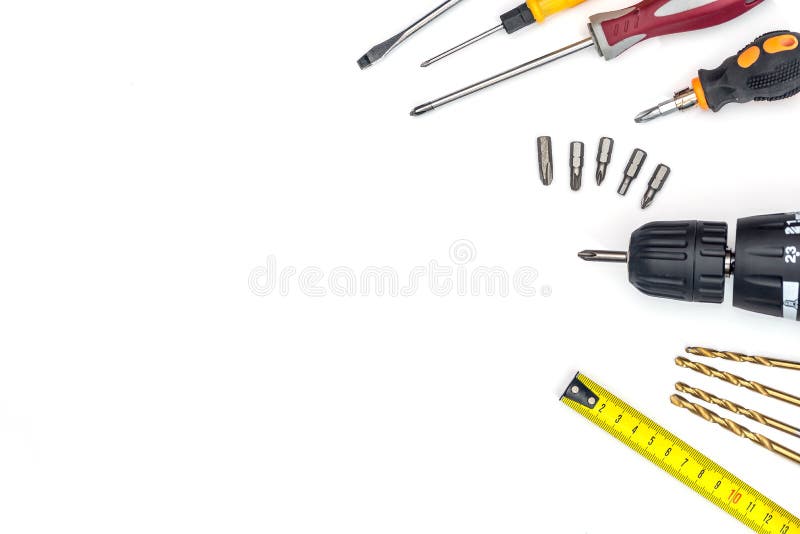 Cacciavite con il trapano fotografie stock