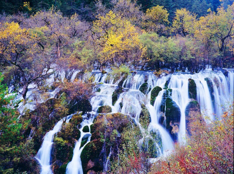 Autumn waterfall in jiuzhaigou,Sichuan,China. Autumn waterfall in jiuzhaigou,Sichuan,China