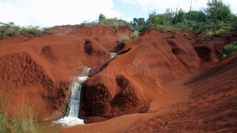 Cachoeira Kauai do córrego da garganta de Waimea foto de stock Cachoeira Kauai do córrego da garganta de Waimea foto de stock
