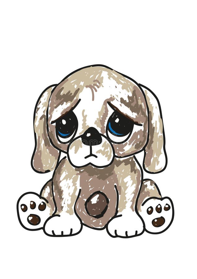 Cachorrinho triste dos desenhos animados ilustração stock Cachorrinho triste dos desenhos animados ilustração stock
