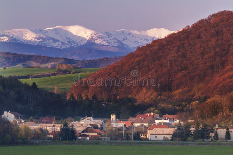 Cacin village and Low Tatras