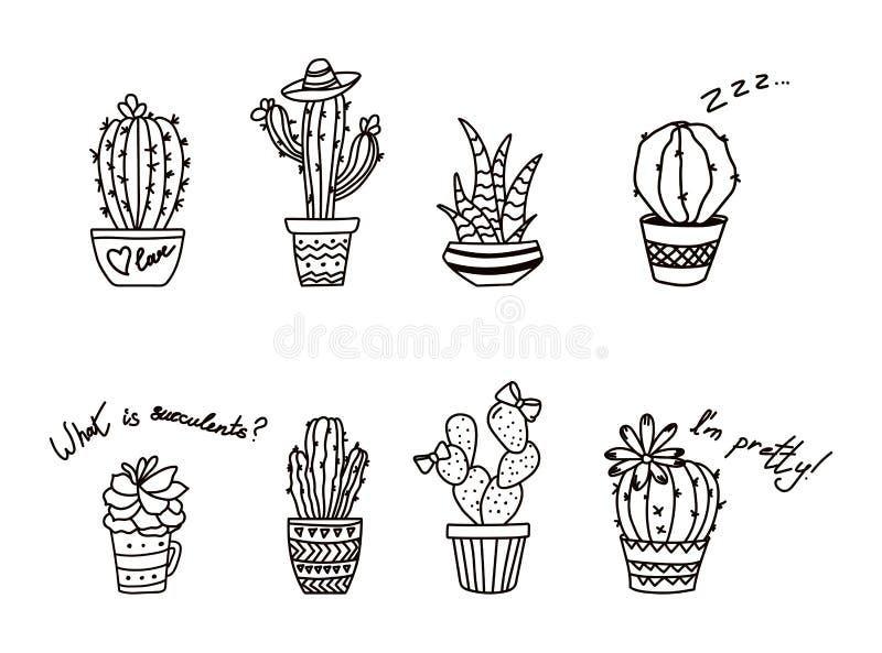 Vetores de Cacto De Desenho Animado Vetor Na Panela Planta Suculenta  Interior Com Espinhos Cactos Para Casa E Interior Ilustração De Rabisco  Botânico Colorido Isolado Em Fundo Branco e mais imagens de