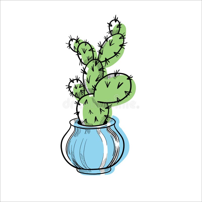 Conjunto De Cactos Em Bolbos De Flores. Desenho Desenhado à Mão Isolado Em  Branco Ilustração Stock - Ilustração de isolado, plantas: 253611264