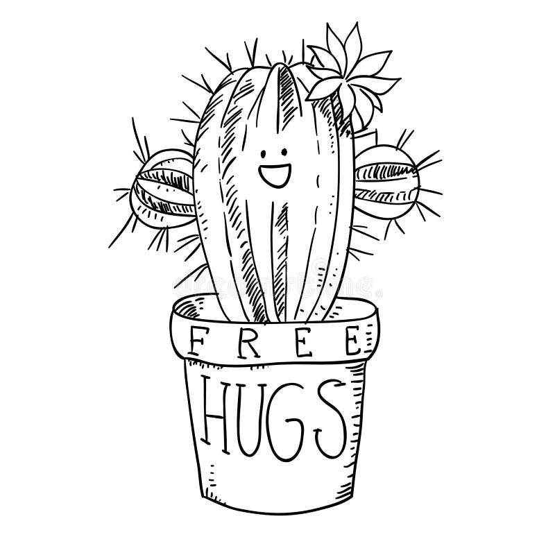 Vetores de Jogo Do Vetor Do Cacto Preto E Branco Bonito Do Esboço Isolado  No Fundo Branco Família Cactus Ilustração Desenhada Mão Da Tinta Linha  Desenho Decoração Home Ilustração Do Vetor Esboços