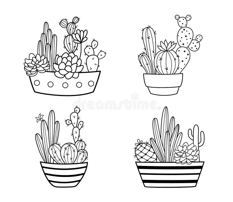 cacto simples desenhado à mão bonito. planta de casa em um clipart de pote.  ilustração de cactos isolada no fundo branco. doodle em casa aconchegante.  6400657 Vetor no Vecteezy