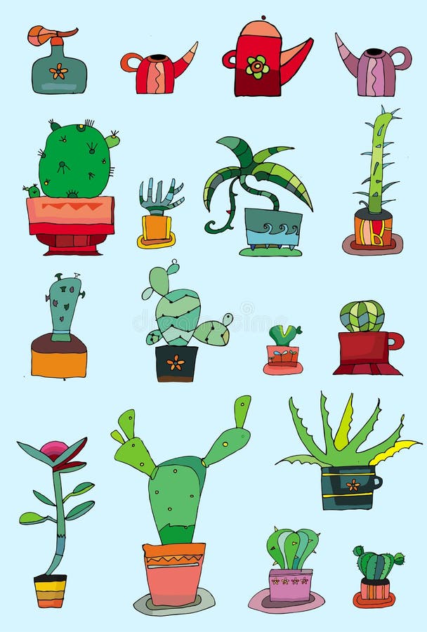 Cactus vetor botânico cactos verde cactáceo suculento planta botânica  ilustração floral realista conjunto de desenhos animados flores exóticas  isolados sobre fundo transparente imagem vetorial de luplupme.gmail.com©  221535294