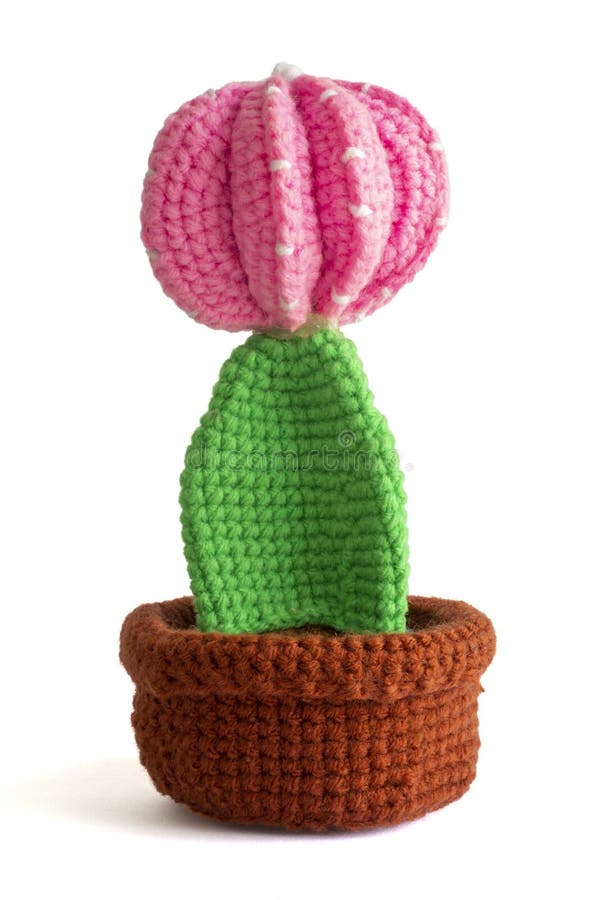 Small Moon Crocheted Cactus With Flower Working Space Decoration/Best Gift