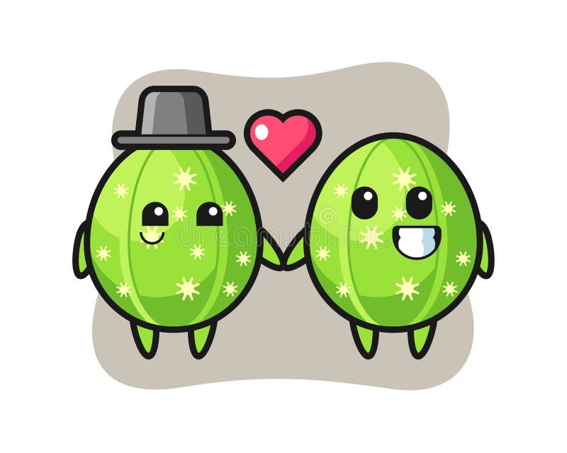 Cactus cartoon-tecknet par med fall i kärleksgest vektor illustrationer