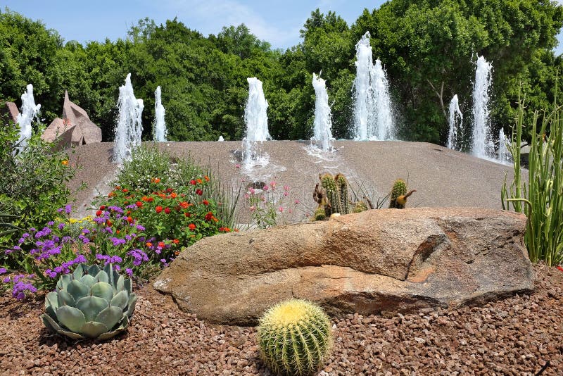 Cactus Garden and Fountain stock photo. Image of cactus 72852238